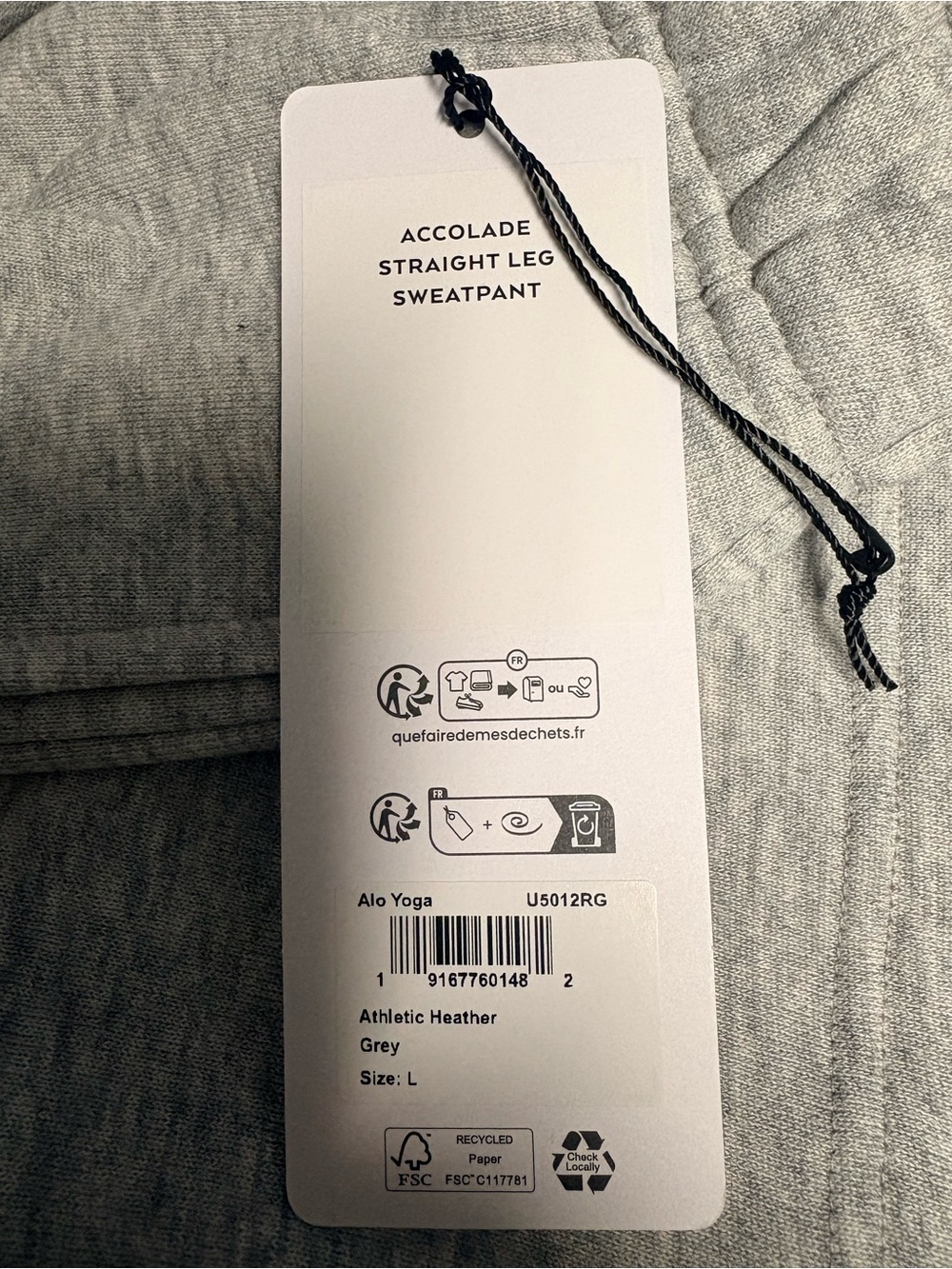 Alo Accolade Straight Leg Sweatpant | color: Heather Grey | size: L - Picture 4 of 6